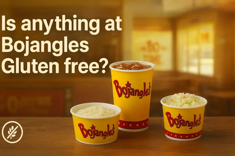 Hero image showing Bojangles restaurant items with overlaid text asking, ‘Is anything at Bojangles gluten free?’ — visually representing curiosity about gluten-free options at Bojangles.