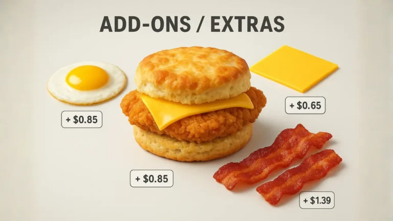 A biscuit topped with bacon, eggs, and cheese from Bojangles Famous Chicken n Biscuits.